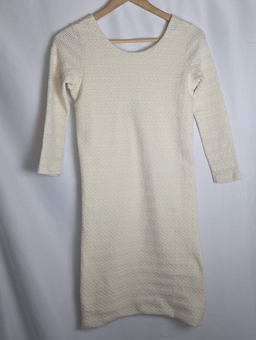 Monrow Cream Knit Mini Sweater Dress